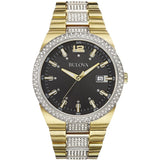 Bulova Crystal Black Dial Two Tone Steel Strap Watch for Men - 98B235 Buy Now By Bulova