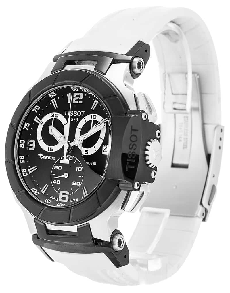 Tissot T Race Chronograph Black Dial White Rubber Strap Watch for Men - T048.417.27.057.05 Buy Now By Tissot
