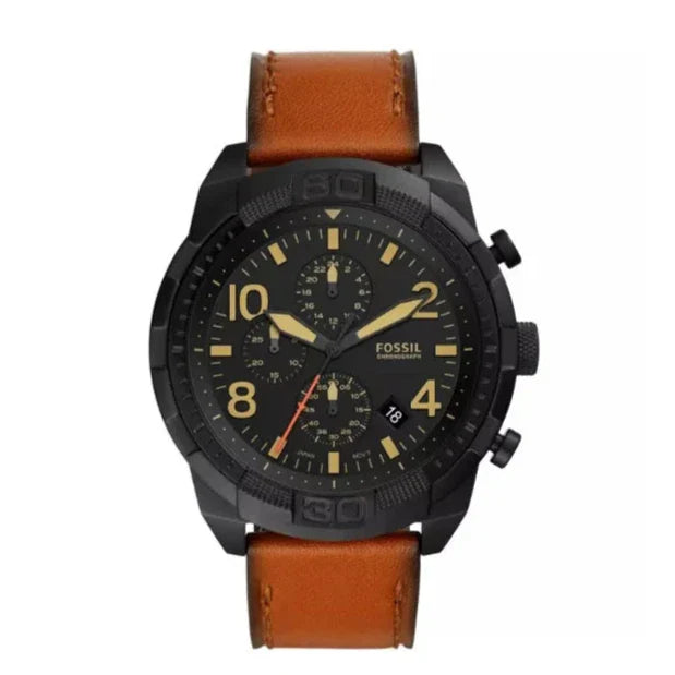 Fossil Bronson Black Dial Brown Leather Strap Watch for Men - FS5714 Buy Now By Fossil