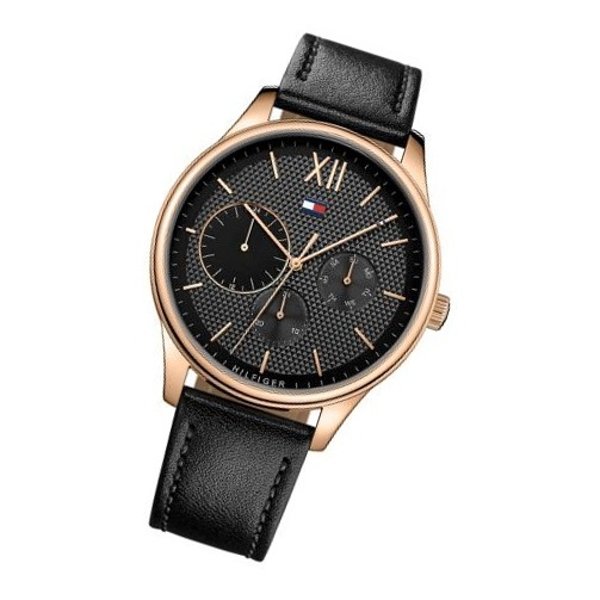 Tommy Hilfiger Damon Quartz Black Dial Black Leather Strap Watch for Men - 1791419 Buy Now By Tommy Hilfiger