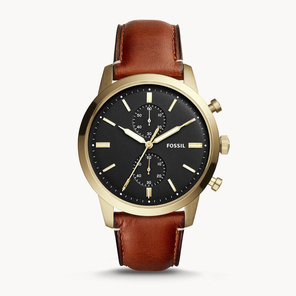 Fossil Townsman Chronograph Black Dial Brown Leather Strap Watch for Men - FS5338 Buy Now By Fossil