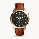 Fossil Townsman Chronograph Black Dial Brown Leather Strap Watch for Men - FS5338 Buy Now By Fossil
