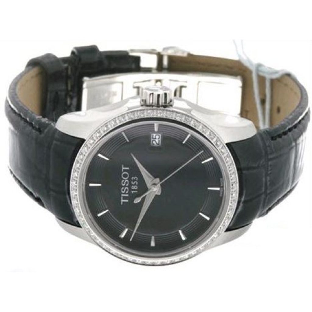 Tissot T Trend Couturier Diamonds Black Dial Black Leather Strap Watch for Women - T035.210.66.051.00 Buy Now By Tissot