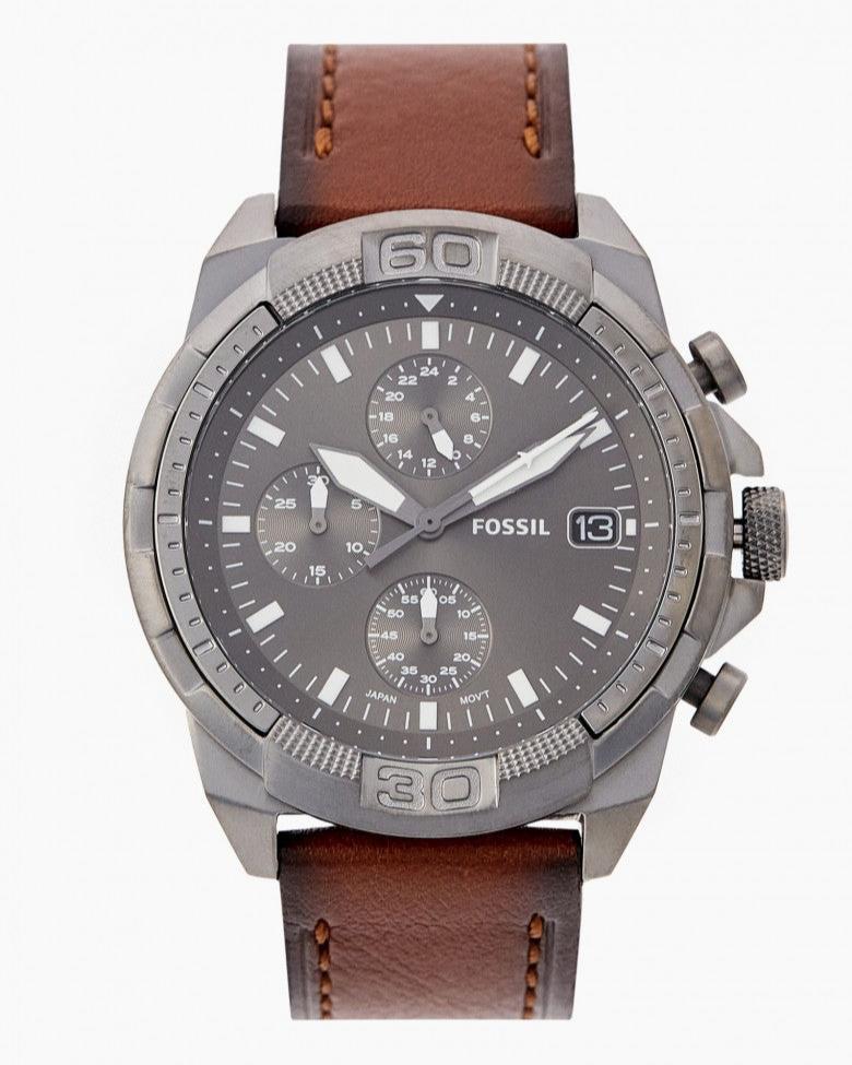 Fossil Bronson Chronograph Grey Dial Brown Leather Strap Watch for Men - FS5855 Buy Now By Fossil