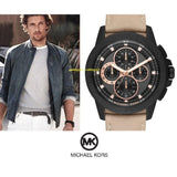 Michael Kors Ryker Chronograph Black Dial Beige Leather Strap Watch For Men - MK8520 Buy Now By Michael Kors
