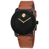 Movado Bold Black Dial Brown Leather Strap Watch For Men - 3600305 Buy Now By Movado