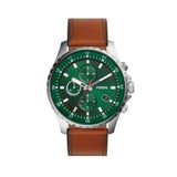 Fossil Dillinger Luggage Chronograph Green Dial Brown Leather Strap Watch for Men - FS5734 Buy Now By Fossil