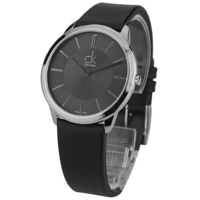 Calvin Klein Minimal Black Dial Black Leather Strap Watch for Men - K3M211C4 Buy Now By Calvin Klein