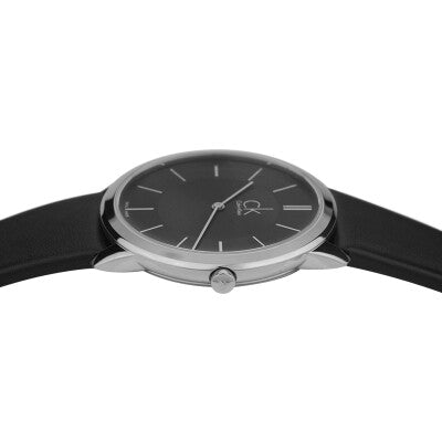 Calvin Klein Minimal Black Dial Black Leather Strap Watch for Men - K3M211C4 Buy Now By Calvin Klein