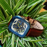 Fossil Inscription Automatic Skeleton Blue Dial Brown Leather Strap Watch for Men - BQ2571 Buy Now By Fossil