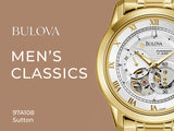 Bulova BVA Skeleton Silver Dial Gold Steel Strap Watch for Men - 97A108 Buy Now By Bulova