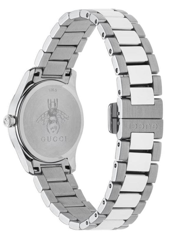 Gucci G Timeless Quartz Diamonds Black Dial Silver Steel Strap Watch For Women - YA1265024 Buy Now By Gucci