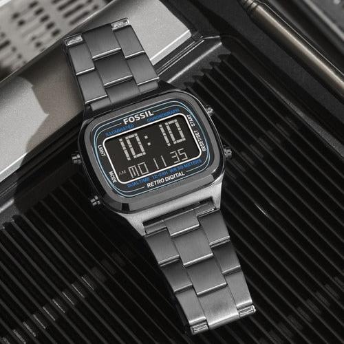 Fossil Retro Digital Black Dial Black Steel Strap Watch for Men - FS5846 Buy Now By Fossil