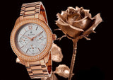 Bulova Crystal Silver Dial Rose Gold Steel Strap Watch for Women - 97N101 Buy Now By Bulova