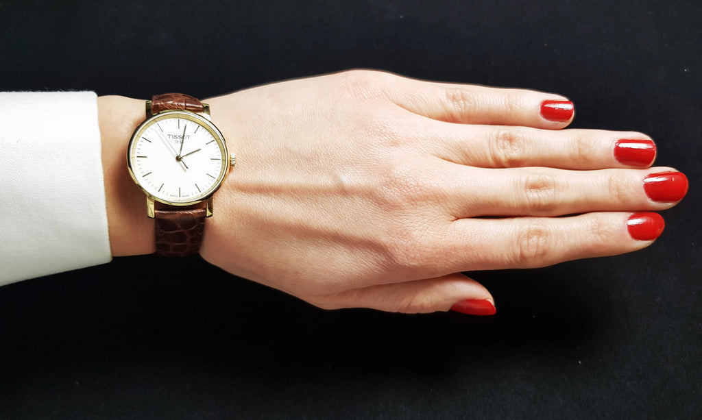 Tissot Everytime Desire Small White Dial Maroon Leather Strap Watch For Women - T109.210.36.031.00 Buy Now By Tissot