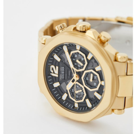 Guess Edge Chronograph Black Dial Gold Steel Strap Watch For Men - GW0539G2 Buy Now By Guess
