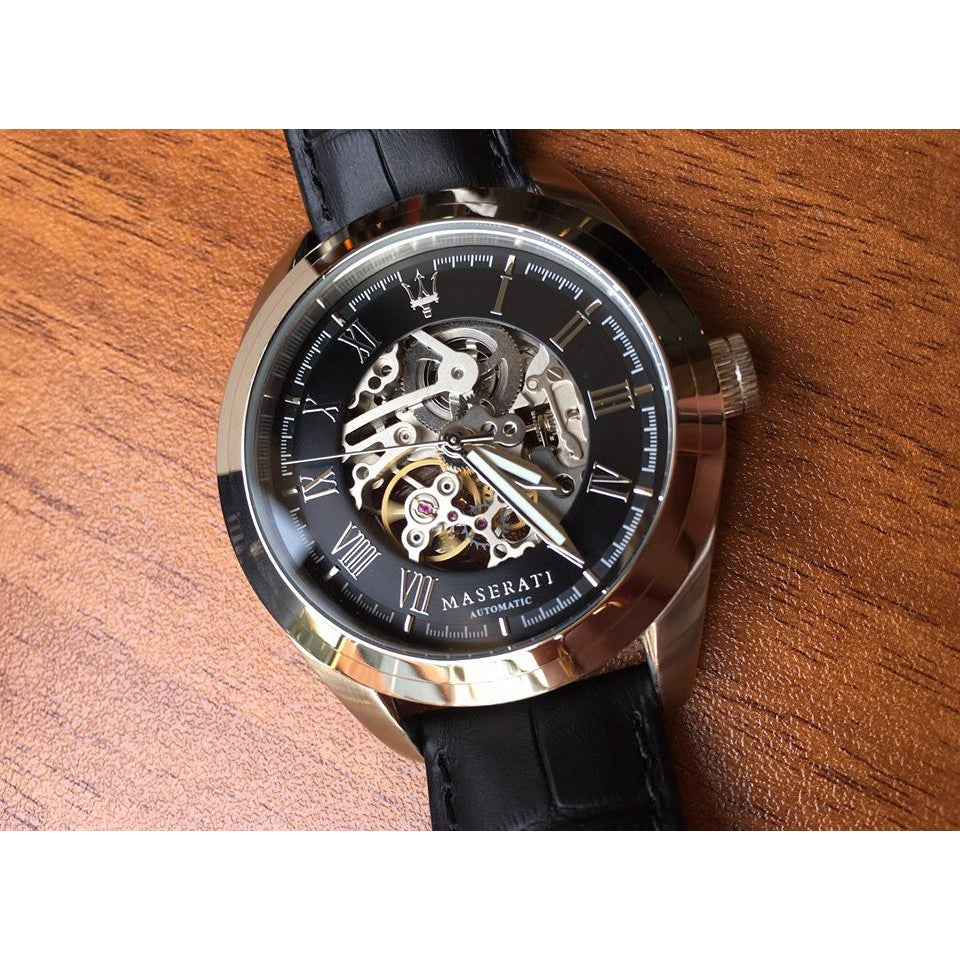 Maserati Traguardo Automatic Black Dial Black Leather Strap Watch For Men - R8871612001 Buy Now By Maserati