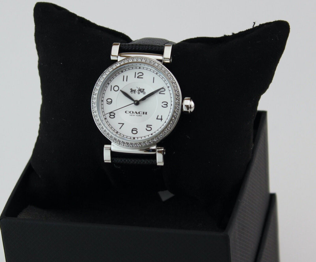 Coach Madison White Dial Black Leather Strap Watch for Women - 14502399 Buy Now By Coach