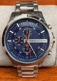 Armani Exchange Hampton Chronograph Blue Dial Silver Steel Strap Watch For Men - AX2155 Buy Now By Armani Exchange