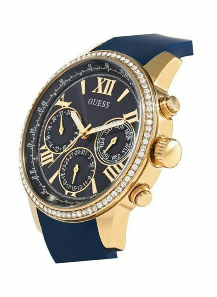 Guess Sunrise Blue Dial with Diamonds Blue Rubber Strap Watch For Women - W0616L2 Buy Now By Guess