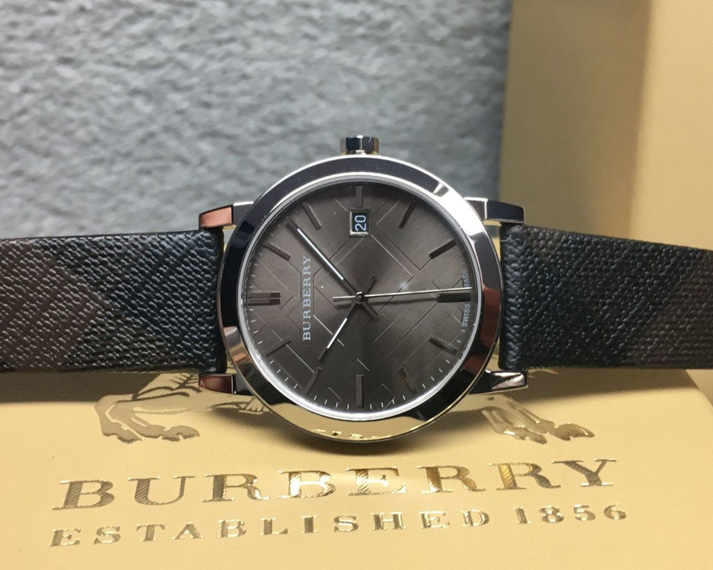 Burberry Heritage Grey Dial Black Leather Strap Watch for Men - BU9024 Buy Now By Burberry
