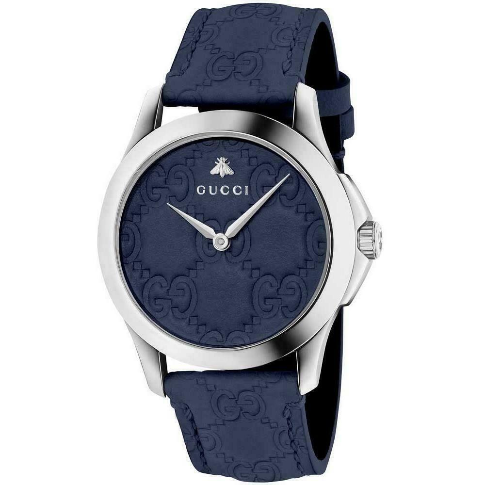 Gucci G Timeless Quartz Blue Dial Blue Leather Strap Watch For Men - YA1264032 Buy Now By Gucci