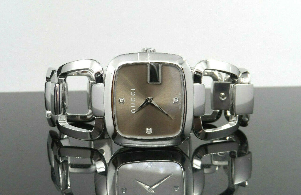 Gucci G Gucci Brown Dial Silver Steel Strap Watch For Women - YA125401 Buy Now By Gucci
