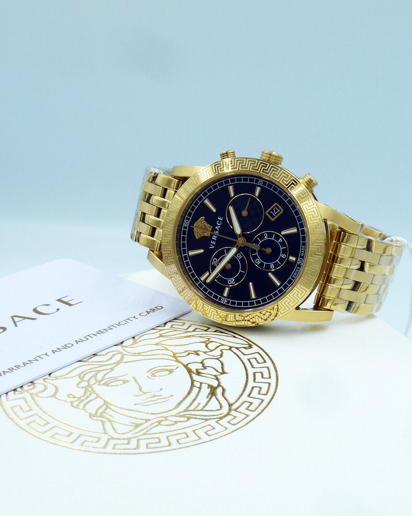 Versace Sport Tech Chronograph Black Dial Gold Steel Strap Watch for Men - VELT00419 Buy Now By Versace