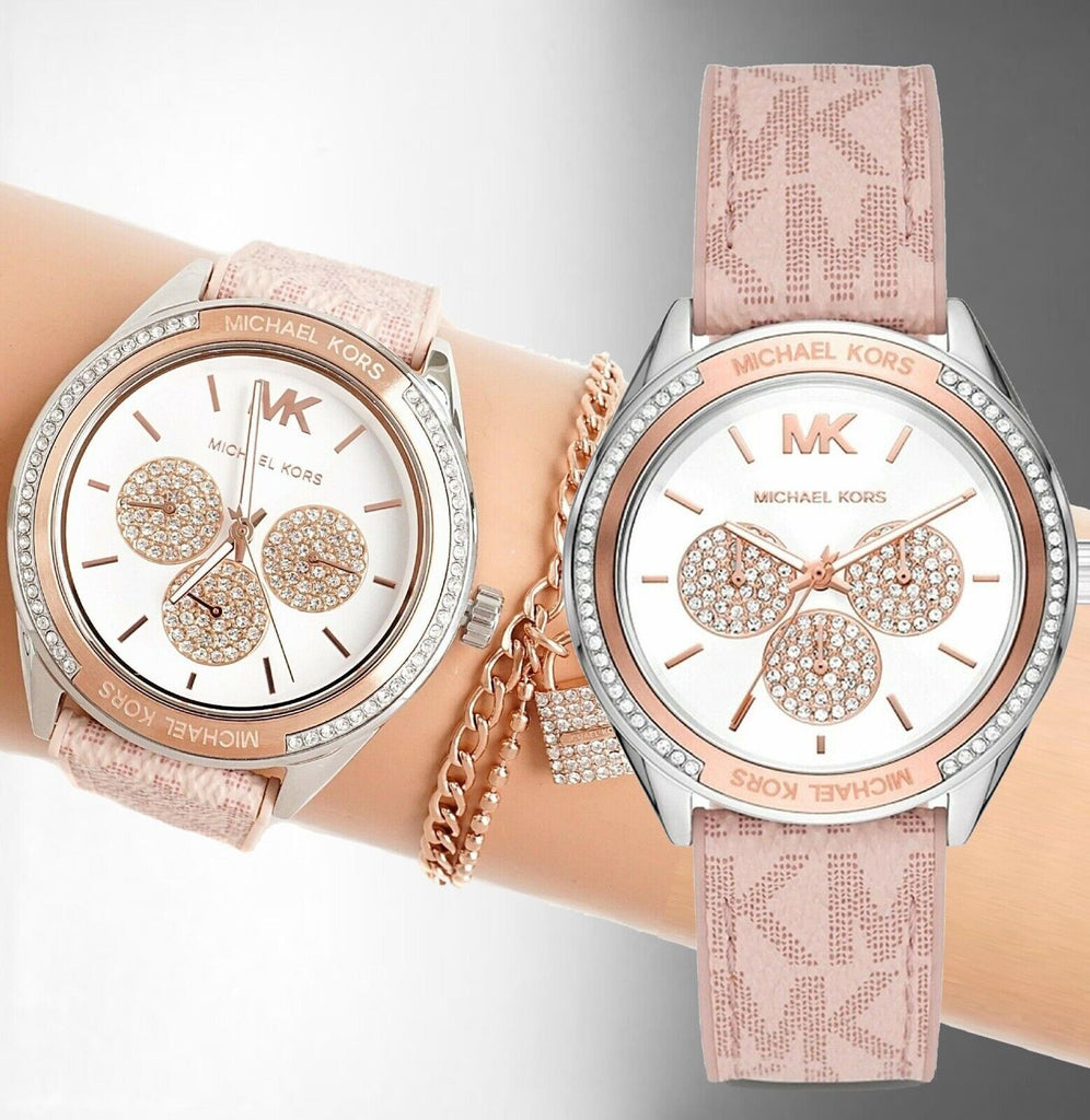 Michael Kors Multifunction Silver Dial Pink Leather Strap Watch For Women - MK7206 Buy Now By Michael Kors