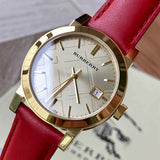 Burberry The City Gold Dial Red Leather Strap Watch for Women - BU9140 Buy Now By Burberry