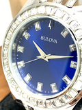 Bulova Phantom Baguette Crystal Blue Dial Silver Steel Strap Watch for Men - 96A254 Buy Now By Bulova