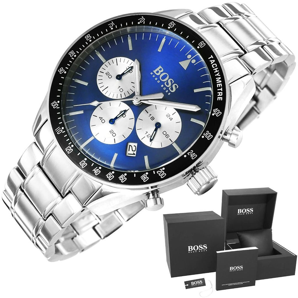 Hugo Boss Chronograph Blue Dial Silver Steel Strap Watch for Men - 1513630 Buy Now By Hugo Boss