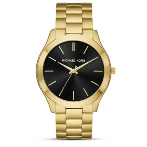 Michael Kors Slim Runway Quartz Black Dial Gold Steel Strap Watch For Men - MK8621 Buy Now By Michael Kors