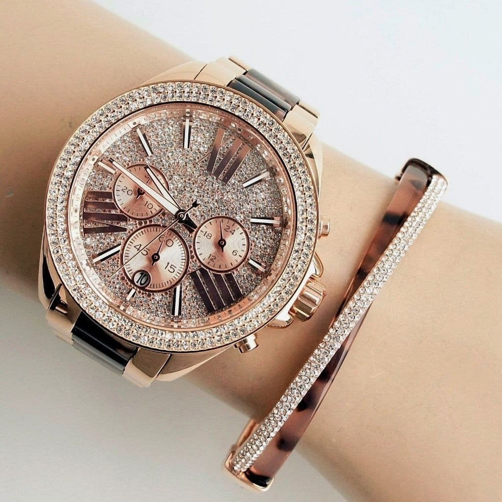 Michael Kors Wren Diamonds Rose Gold Dial Two Tone Steel Strap Watch for Women - MK6159 Buy Now By Michael Kors