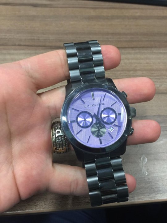 Michael Kors Runway Chronograph Purple Dial Black Steel Strap Watch For Women - MK5954 Buy Now By Michael Kors