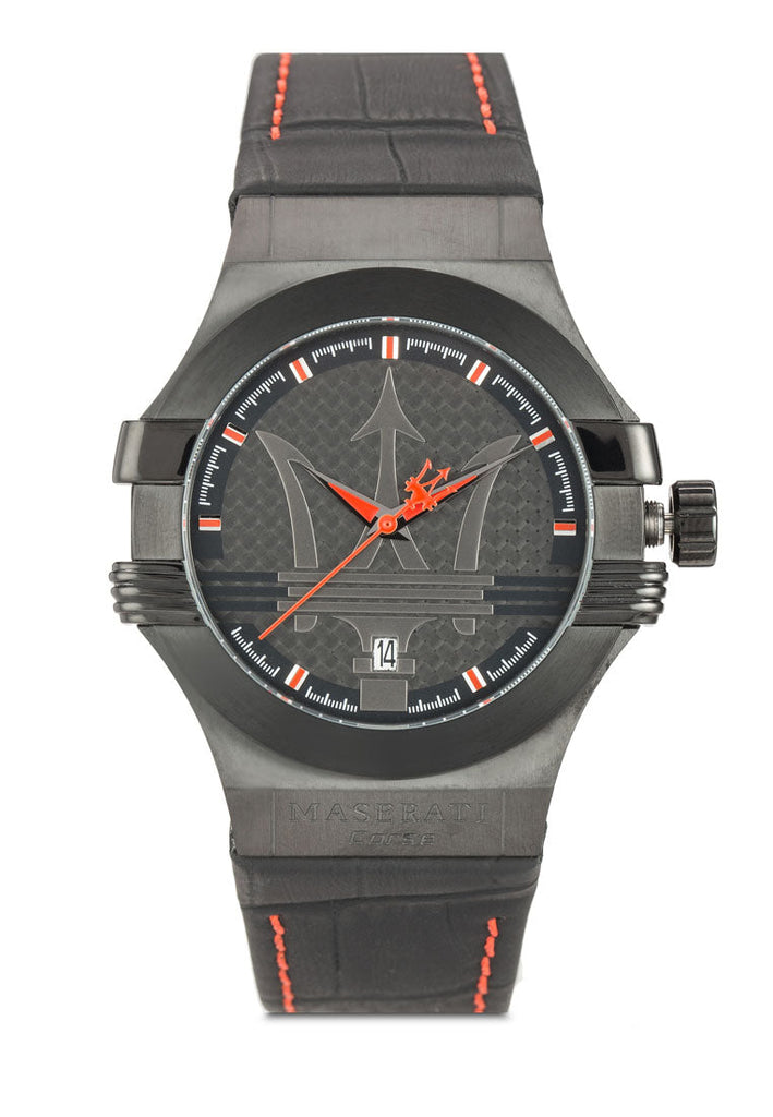 Maserati Potenza 3H STR Black Dial 42mm Leather Strap Watch For Men - R8851108010 Buy Now By Maserati