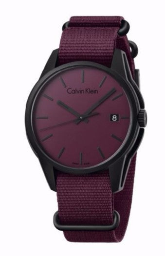 Calvin Klein Tone Maroon Dial Maroon NATO Strap Watch for Men - K7K514UP Buy Now By Calvin Klein