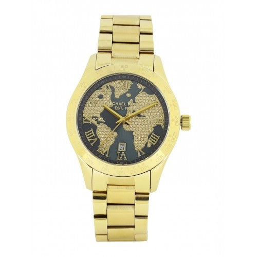 Michael Kors Layton Pave Blue Dial Gold Steel Strap Watch for Women - MK6243 Buy Now By Michael Kors