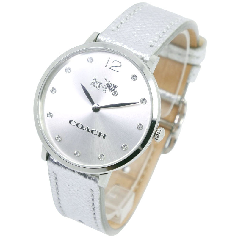 Coach Slim Easton Silver Dial Silver Leather Strap Watch for Women - 14502685 Buy Now By Coach