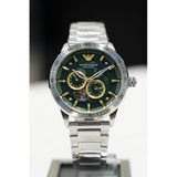 Emporio Armani Meccanico Chronograph Automatic Green Dial Silver Steel Strap Watch For Men - AR60053