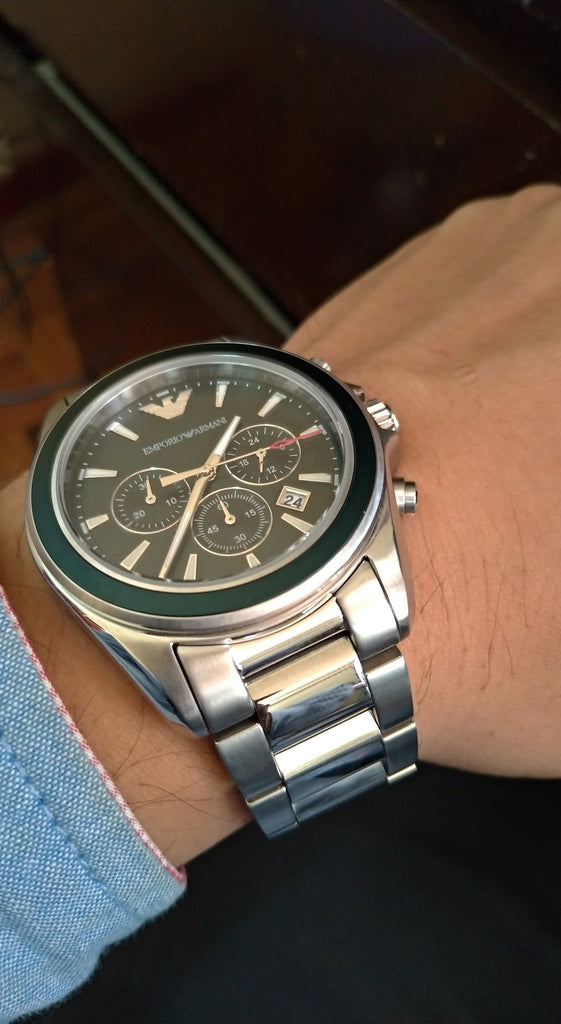 Emporio Armani Sportivo Chronograph Blue Dial Silver Steel Strap Watch For Men - AR6090 Buy Now By Emporio Armani