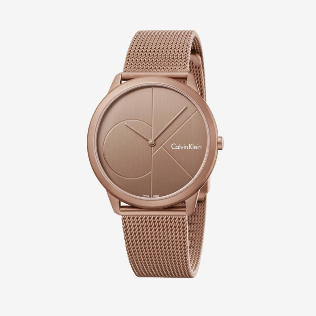 Calvin Klein Minimal Quartz Pink Gold Dial Pink Gold Mesh Bracelet Watch for Men - K3M11TFK Buy Now By Calvin Klein