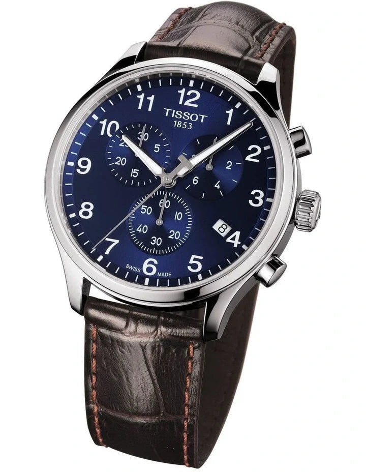 Tissot Chrono XL Classic Blue Dial Brown Leather Strap Watch For Men - T116.617.16.047.00 Buy Now By Tissot