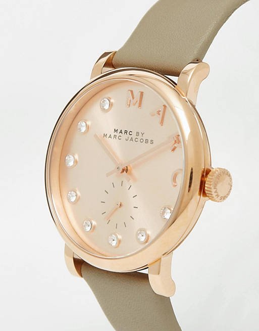 Marc Jacobs Baker Rose Gold Dial Grey Leather Strap Watch for Women - MBM1400 Buy Now By Marc Jacobs