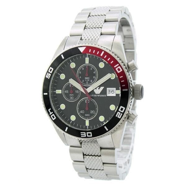Emporio Armani Chronograph Black Dial Silver Stainless Steel Watch For Men - AR5855 Buy Now By Emporio Armani