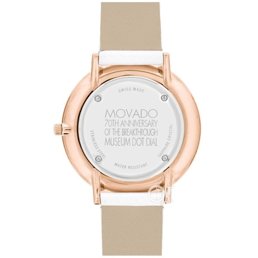 Movado Museum 70th Anniversary Special Edition White Dial White Leather Strap Watch For Women - 0607139 Buy Now By Movado