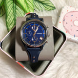 Fossil Boyfriend Sport Chronograph Blue Dial Blue Leather Strap Watch for Women - ES4113 Buy Now By Fossil
