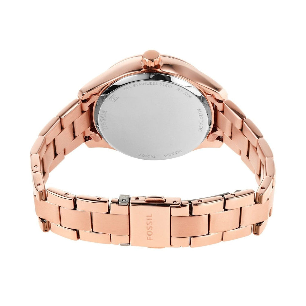 Fossil Rye Automatic Skeleton Rose Gold Dial Rose Gold Steel Strap Watch for Women - BQ3754 Buy Now By Fossil