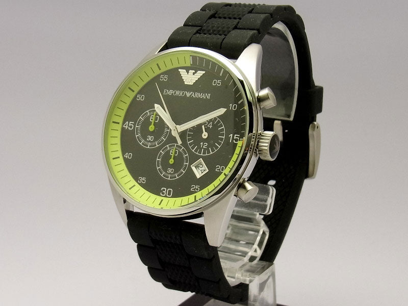 Emporio Armani Chronograph Black Dial Black Rubber Strap Watch For Men - AR5865 Buy Now By Emporio Armani