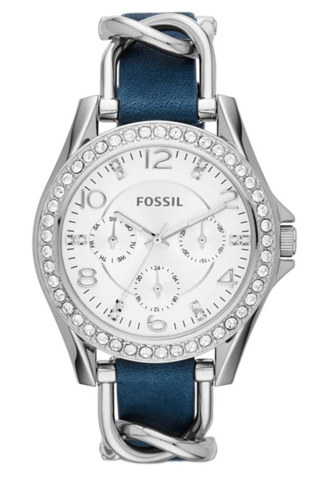 Fossil Riley White Dial Blue Leather Strap Watch for Women - ES3464 Buy Now By Fossil
